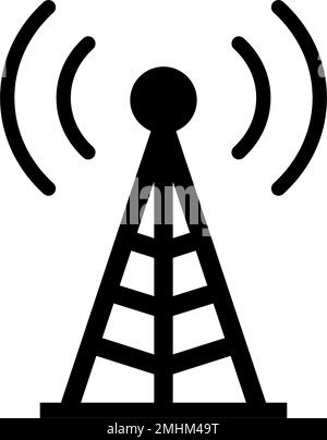 Mobilfunk-Basisstation. Funkturm. Kommunikationsturm. Bearbeitbarer Vektor. Stock Vektor