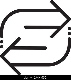 Doppelter umgekehrter Pfeil, Ersetzen Icon Line schwarzer Vektor Aktualisierung des Geschäftskonzepts, Geldwechsel, Neuladen und Verarbeiten. Verwendbares Grafikelement und Symbol für Stock Vektor