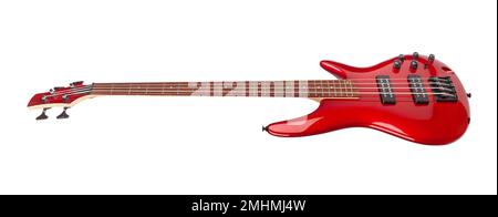 Red Bass Gitarrenpfad isoliert auf Weiß Stockfoto