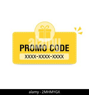 Werbecode-Banner mit Geschenkverpackung. Vector Flat Illustration für Verkaufskonzept, Rabatt, Coupon, Promotion Stock Vektor