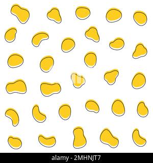 Zufällige Formen. Gelbe Klumpen, runde abstrakte organische Formsammlung. Kiesel, Tropfen und Steinsilhouetten. Blotch, Tintenfleck Texturvektorsatz. Abgerundet Stock Vektor