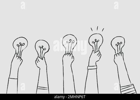 Kreative Ideen Vektor, Glühbirne Doodle Stock Vektor
