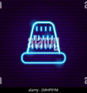 Neonschild Mit Fingerhut Stock Vektor