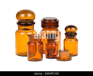 Set aus braunen Apothekenflaschen Stockfoto