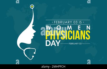 Vektorbildungs-Banner-Design-Template-Konzept des National Women Physicians Day beobachtet am 03. Februar Stock Vektor