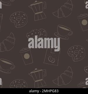 Café Muster Hintergrund, Kaffee und Kuchen Vektor Illustration Stock Vektor