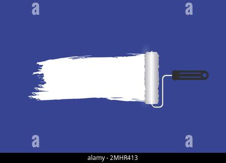 Blaue Bürstenrolle mit Farbspur Stock Vektor