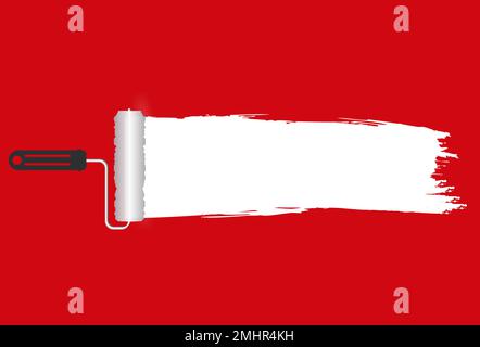 Rote Bürstenrolle mit Farbspur Stock Vektor
