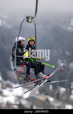 Spindleruv Mlyn, Tschechische Republik. 27. Januar 2023. Training vor der Weltmeisterschaft Abfahrtsski-Rennen (Slalom-Frauen), 27. Januar 2023, Spindleruv Mlyn, Region Trutnov. Kredit: David Tanecek/CTK Photo/Alamy Live News Stockfoto