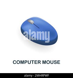 Symbol für Computermaus. 3D Abbildung aus der Arbeitsplatzsammlung. Creative Computer Mouse 3D Symbol für Webdesign, Vorlagen, Infografiken und mehr Stock Vektor