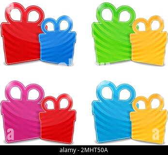 Set mit abstrakten gestreiften Geschenkboxen, Vektor EPS10 Illustration Stock Vektor