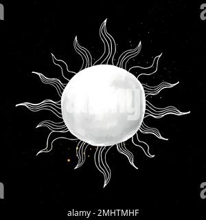 Sonnenzeichnung, Doodle Icon Vektor, nette Galaxie Illustration Stock Vektor