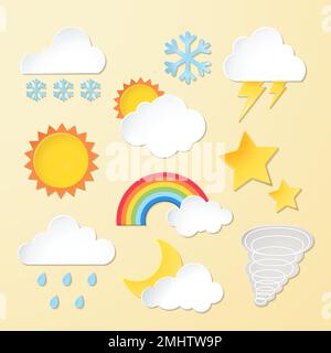 Wetterelement Clipart Vektor-Set, 3d-Design Stock Vektor