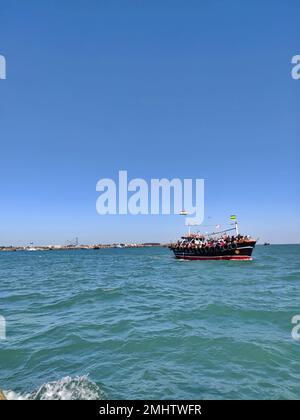 Beyt/Bet Dwarkadhish Temple Boot/Fähre Fahrt/Dwarka/Gujarat Stockfoto