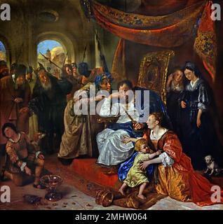 Moses und Pharao's Crown 1670 von Jan Steen 1626 - 1679 Dutch Niederlande Stockfoto