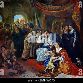 Moses und Pharao's Crown 1670 von Jan Steen 1626 - 1679 Dutch Niederlande Stockfoto