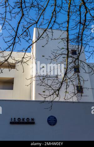 Lawn Road Flats, bekannt als Isokon Building, von Wells Coates, 1934, Belsize Park, London Stockfoto