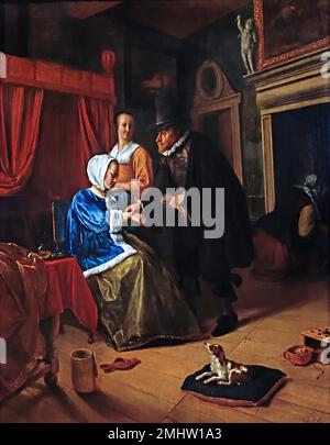 The Sick Girl von JAN STEEN 1626 - 1679 Dutch Niederlande Stockfoto