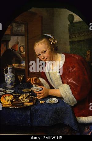 Girl Eating Oysters 1658-1660 Jan Steen 1626 - 1679 , Dutch , The Netherlands,Holland, Stockfoto