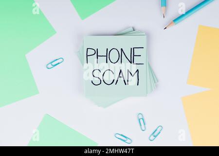 Inspiration für Telefonbetrug. Business-Showcase unerwünschte Anrufe zur Werbung für Produkte oder Dienstleistungen Telesales Stockfoto