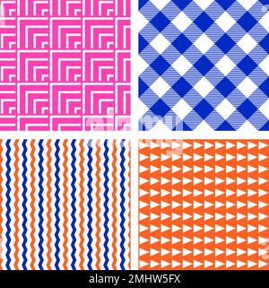 Einfache Hintergrundkollektion mit nahtlosen POP-Art-Mustern für Tapeten, Vintage-Stil, Stock-Vektor Stock Vektor