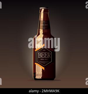 Realistisches braunes Bierflaschen-Set isoliert. Stock Vektor