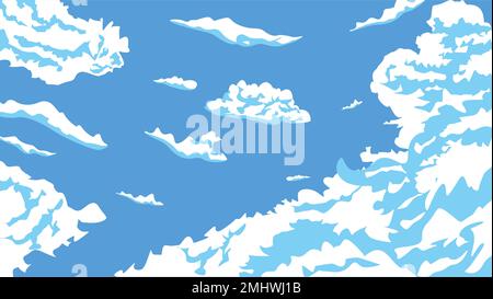 Cartoon-Himmel mit zufälligen Wolken, Vektorhintergrund, Illustration Himmel Design. Stock Vektor