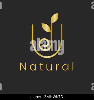 Blattgold Spa-Logo-Vorlage, stilvoller Natur-Design-Vektor Stock Vektor