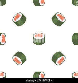 Asiatisches Sushi-Muster nahtloser Vektor Stock Vektor