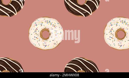 Donuts auf rosa Hintergrund Vektor gemustert Stock Vektor