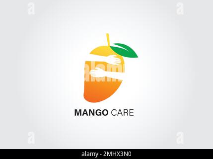 Mango im flachen Stil. Mango-Vektor-Logo. Mango-Symbol. Mangofrucht-Logo Stock Vektor