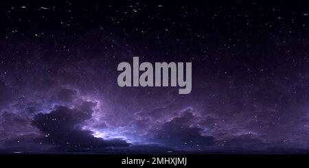 360 Grad Panorama Ansicht von 360 Grad Raumnebel Panorama, equirectangular Projektion, Umwelt Karte. HDRI-Rundpanorama. Weltraumhintergrund mit Nebel und Sternen. 3D Abb.