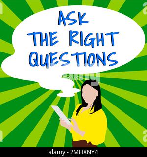 Schreiben Text anzeigen Stellen Sie die richtigen Fragen. Geschäftsidee Wenden Sie sich an eine professionelle Beratung Stockfoto