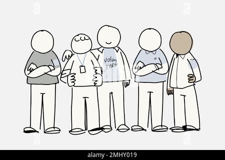 Freiwilliges Doodle-Vektor, unterstützendes Konzept Stock Vektor