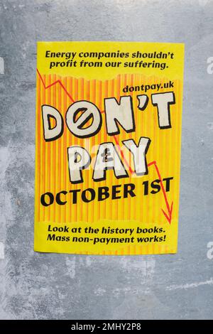 Schild „Don't Pay“ für den 1. Oktober, Glasgow, Schottland, Europa Stockfoto