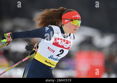 Nathalie ARMBRUSTER (GER), 2. Platz, Action, Einzelbild, Einzelmotiv ausschneiden, Halbe Figur, halbe Figur. Frauen individuell Gundersen NH/5 km, individueller Wettbewerb der Frauen FIS-Weltmeisterschaft Nordic kombiniert in Seefeld/Tirol am 27. Januar 2023? Kredit: dpa Picture Alliance/Alamy Live News Stockfoto