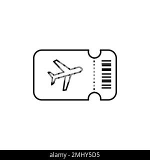 Symbol für Flugtickets für dünne Linien. Flach lineart-Stil, moderne Bordkarte id-Logo, Grafikdesign mit Strichzeichnung, isoliert auf weißem Hintergrund. Konzept von Stock Vektor