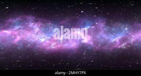 360 Grad Panorama Ansicht von Weltraumnebel mit Sternen. Virtual-Reality-Umgebung 360 HDRI-Karte. Universum-Äquiququireckprojektion, kugelförmiges Panorama. 3D Abbildung