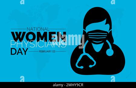 Vektorbildungs-Banner-Design-Template-Konzept des National Women Physicians Day beobachtet am 03. Februar Stock Vektor