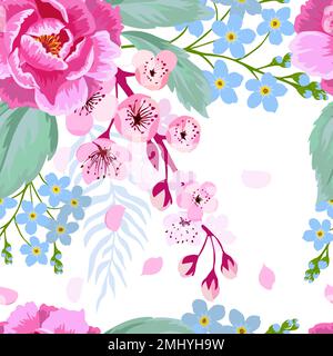 Nahtlos gemusterte Frühlingsblumen. Vektordarstellung Stock Vektor