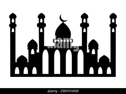 Silhouette des Ramadan-Moschee-Gebäudes Diese Bauten eignen sich auch hervorragend für architektonische Designs. Ihre hohen Türme machen sie zu perfekten Brennpunkten. Stock Vektor