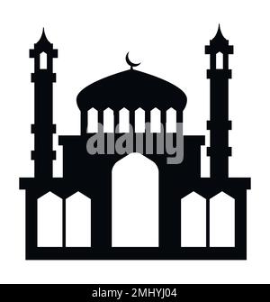 Silhouette des Ramadan-Moschee-Gebäudes Diese Bauten eignen sich auch hervorragend für architektonische Designs. Ihre hohen Türme machen sie zu perfekten Brennpunkten. Stock Vektor