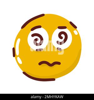 Lächelnde Emoji mit offenem, müdem Smiley, isoliert auf Weiß Stock Vektor