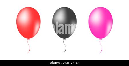 Rot Schwarz Pink Dekoration Ballons Set Vector Illustration Stock Vektor