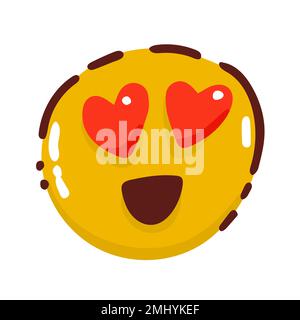 Lächelnde Emoji in der Liebe. In den Augen des Herzens, Stock Vektor