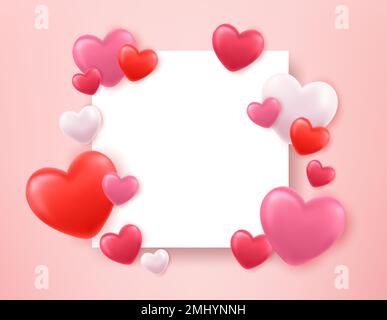 3D Bannervorlage zum Valentinstag. Stock Vektor