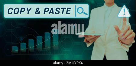 Textzeichen mit „Kopieren/Einfügen“. Geschäftsbeispiele für eine Imitation, Transkription oder Reproduktion eines Originalwerks Stockfoto