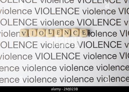 Sheet of paper with words VIOLENCE, top view Stockfoto
