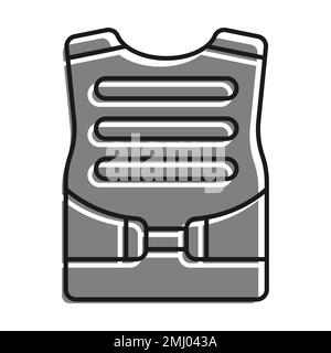 Linear gefüllt mit grauem Symbol, Soldier Body Armor. Ausrüstung Zum Schutz Der Brust Des Soldaten Im Kampf. Einfacher schwarz-weißer Vektor isoliert Stock Vektor
