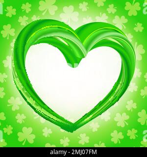 Realistisches grünes Herz – Öko, Bio, vegan, natürlich. Vektordarstellung der Liebe zu Naturprodukten im Hintergrund. Symbol für umweltfreundliche Sicherheit. G Stock Vektor